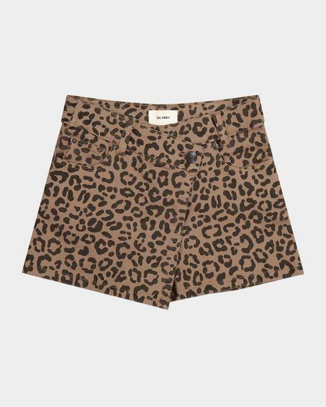 Girl's Lola Leopard-Print Mini Skort, Size 7-16